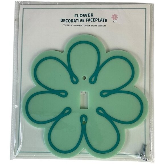 Flower Decorative Wall Switch Plate Cover Novelty Faceplate Green Teal 6.5 in - Picture 15 of 15